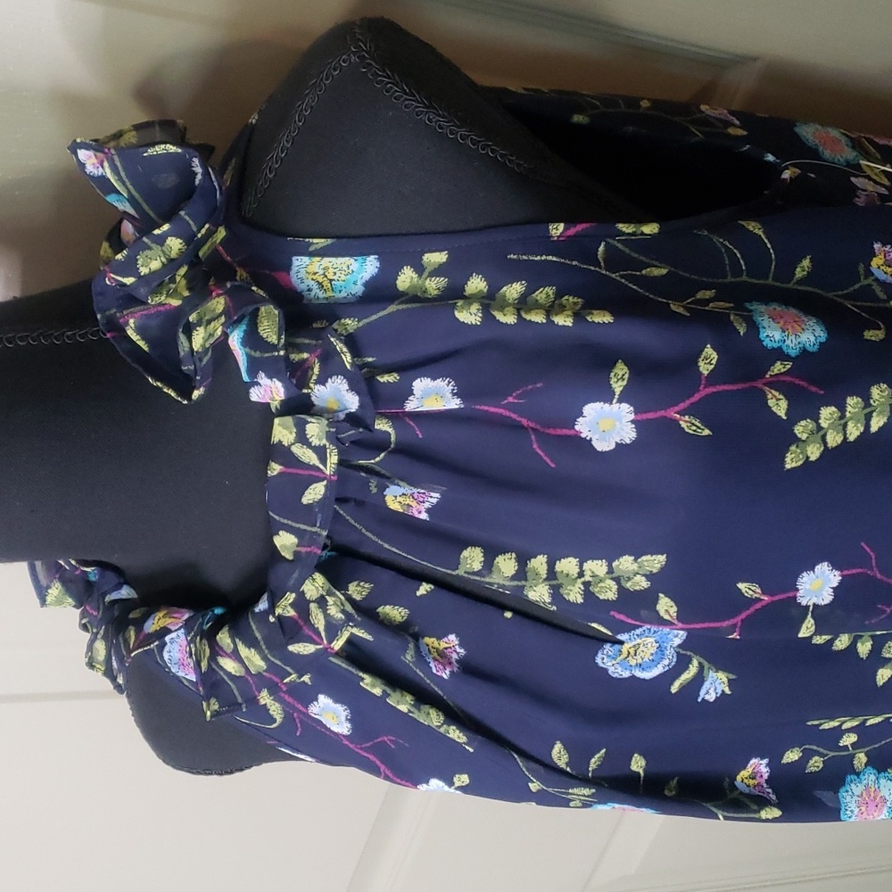 NWT Tahari Arthur S Levine navy green floral halter dress size 12